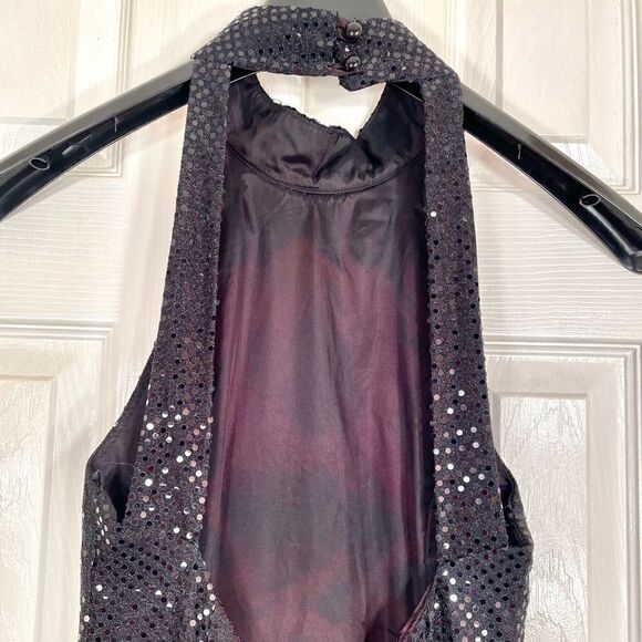 VINTAGE ROBERTA HIGH NECK BLACK SEQUIN GOWN 12 - Picture 8 of 8